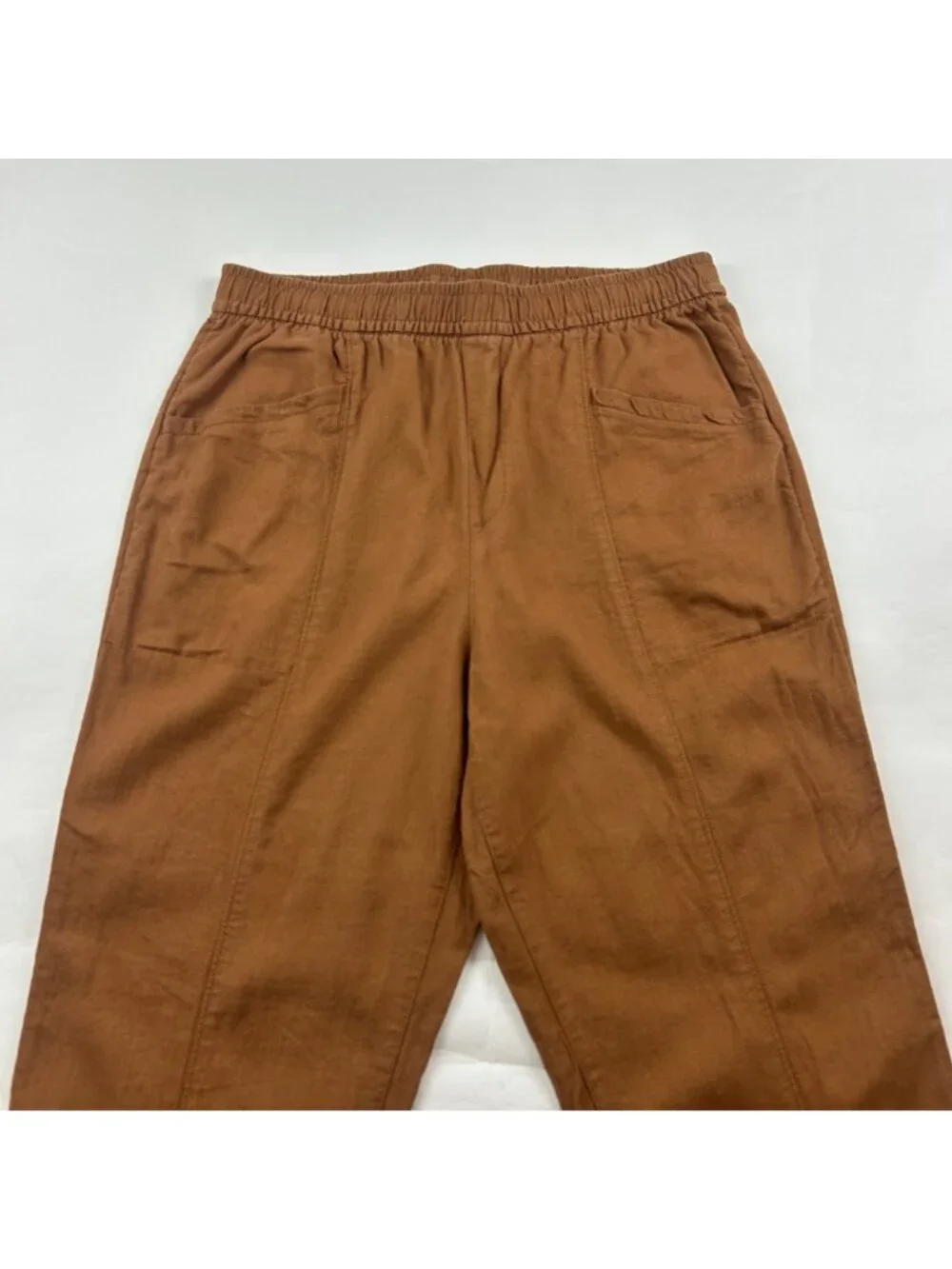TALL Old Navy Sisal Brown Linen Blend High Rise Slim Leg Ankle Pant MT